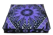 Purple Burning Sun Mandala 35" Square Floor Pillow Case Indian Cushion Bed Cover