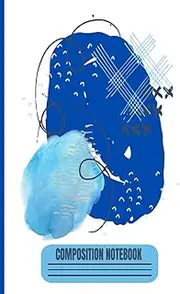 Composition Notebook: Dark Blue and White Japandi fusion style cover art for creative people and abstract art lovers