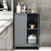 Bathroom Storage Wood Cabinet Floor Free Standing Door Organizer Tall Cupboard
