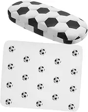 FOMIYES Hard Shell Glasses Case for Kids Boys Eyeglasses Holder with Fun Soccer Pattern Protective Eyewear Storage Box with Cleaning Cloth for Children