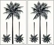 Mini Tattoos 2 Sheets Coconut Palm Beach Tree Cartoon Temporary Tattoo for Men Women Kids Children's Art Fashion Fun Party Tattoos Stickers Body Waterproof (06)