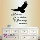 Vinyl Decal Bible Verse Quote Psalm 17:8 Hide Me in Shadow of Wings Decor 1722