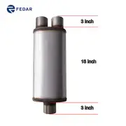 Fedar Max Flow Muffler 3" Center Inlet/3" Dual Outlet, 24'' Overall Length