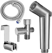 HOXIYA Premium Handheld Bidet Sprayer for Toilet, Baby Cloth Diaper Sprayer- Easy to Install, Hand Bidet Toilet Attachment Sprayer ( Chrome B )
