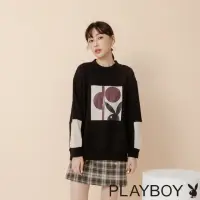 在飛比找momo購物網優惠-【PLAYBOY】幾何印花上衣(黑色)