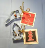 Lot of 2 Ann Clark Fireman Cookie Cutters - Fire Fighter's Hat and Hydrant - New