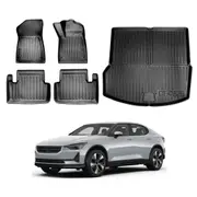 3D Floor Mats Boot Liner for Polestar 2 2021-2025 All Weather Heavy Duty Cargo Car Trunk Luggage Tray