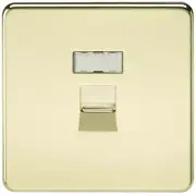 Knightsbridge SFRJ45PB - Screwless RJ45 Network Outlet Socket - Polished Brass