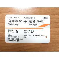 在飛比找蝦皮購物優惠-【高鐵票根】2023年 高鐵車票 台灣高鐵 高鐵票 收藏 紀