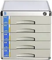 File Cabinet File Drawer Desktop, 3/5 Drawers Aluminum Alloy Storage Drawers Desk Storage, Unit Organizer Lockable File Cabinet Box for Office,5 Layers