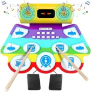 Electronic Drum Set, 9 Pads Portable Electric Drum Set for Kids Roll-up Drum ...