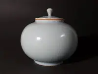 在飛比找Yahoo!奇摩拍賣優惠-[銀九藝] 陶瓷 早期曉芳窯 訂製品 陶耕款 天青釉 茶倉 