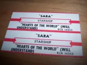 2 Jefferson Starship Sara / Hearts Of The World Jukebox Title Strips
