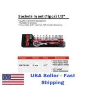 11 Pieces Socket Tool Set 1/2” Ratchet Set METRIC 11mm-24mm NIKATTO USA STOCK