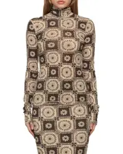 floral-print turtle neck top XXS Nude