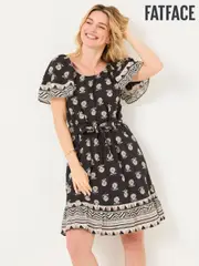 FatFace Benny Black Lino Shells Dress (AK9433) | $136