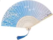 [WRhexande] Retro Silk Folding Fan Bamboo Dance Hand Fan Home Hand Fan Can be Used as Shooting Props Clothing Accessories Decorations
