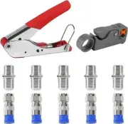 Coax Cable Crimper Tool Kit Coaxial Compression Tool Fitting Wire Stripper