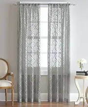 CHF Lyric Sheer Rod Pocket Curtain Panel, 95", Grey