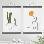 1 or 2 Set Magnetic Poster Frame, 8" 12" 16" 20" Wood Poster Hanging Rod Simple Teak Photo Hangers Frames Kit for Photos Canvas Prints Artwork Home Dorm Office Decor