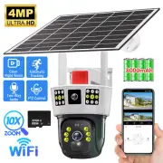 Wireless Solar Camera WIFI Security Outdoor Battery PTZ CCTV Home House Dual Len