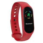 M4S Heart Rate Blood Pressure Oxygen Monitor Multi-sport Modes Call Rejection USB Charging Smart Watch RED COLOR