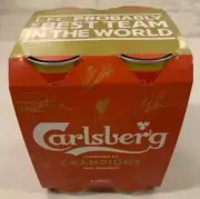 Autographed Liverpool Carlsberg cans slab