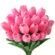 20 Pcs Fake Tulips Artificial Flowers for Decor -13.5 Inch Faux Flower Tulip ...
