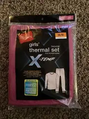 Hanes Girls X-Temp Waffle Knit Thermal Shirt & Pants Set - Pink Solid Print