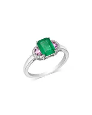 Bloomingdale's Fine Collection Emerald, Pink Sapphire & Diamond Statement Ring in White Gold