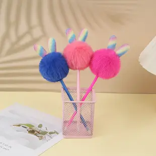 🔥台灣現貨🔥 造型毛球筆 兔子毛球筆 球球筆 毛球 絨毛筆 原子筆 造型筆 兔耳毛球筆 絨毛球筆 球球造型筆 廣告筆