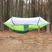 GGP Green Outdoor Camping Hammock With Mosquito Net, Anti Tip Nylon Fabric, Single/Double Person Quick Setup Hammock