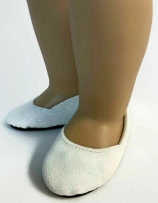 White Sparkle Princess Shoes for 18 inch Doll Clothes Girl