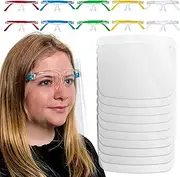 TCP Global Salon World Safety Kids Face Shields with Glasses Frames (Pack of 10) - 5 Colors, 2 Each - Protective Children's Full Face Shields to Protect Eyes, Nose, Mouth - Anti-Fog PET Plastic Goggle
