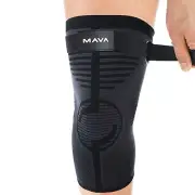 Mava Black Compression Knee Sleeve with strap Size L