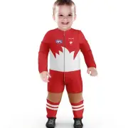 AFL Sydney Swans Baby Zippered Footysuit / Romper / Bodysuit - Sizes 000 - 1