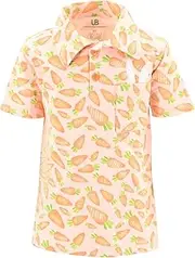 [Unique Baby] Boys Bunny Carrot Collared Easter Polo Shirt
