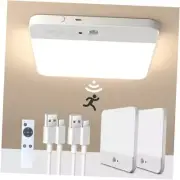 2Pack Motion Sensor Rechargeable Ceiling Light with Remote, Wireless 2 Pack