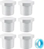 6 Pieces RV Hot Water Heater Drain Plug with Tape, 1/2 Inch NPT Drain Plug White Plastic Drain Plug, Compatible with RV Camper and Atwood Water Heater 11630 91857