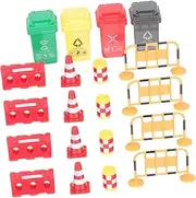Abaodam 1 Set Traffic Signs for Miniature Barricade Roadblock Model with Traffic Sign Interactive Learning for Development and Construction Play Random Color