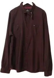 Buffalo David Bitton Men's Burgundy Long Sleeve Button Front Shirt Size XXL NWT