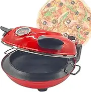 Pizza Machine Electric with Adjustable Temperature, 1200w Auto Pizza Baking Oven with Timer, Indoor Pizza Oven, Countertop Portable Pizza Oven, Pizza Maker Machine for Home Up to 800˚F
