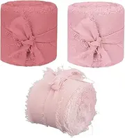 HEATSHAKING 3 Rolls Wide Frayed Edge Chiffon Ribbon for Wedding Invitations Bouquets and DIY Crafts Elegant Each for Holiday Decorating and Wrapping