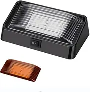 12V LED RV Exterior Porch Utility Light With ON/OFF Switch Cover Replacment Light for RVs, Trailers, Campers,Motorhome,5th Wheels,Clear and Amber Lens Removable (Black)