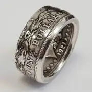 Silver Dollar Coin Ring Size 8-13 Handmade Crafted Silver Ring