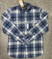 Carhartt Men’s Rugged Flex Shirt Relaxed Sm Lightweight Long-Sleeve Plaid Blue