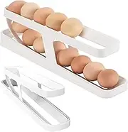 EZONEDEAL Egg Dispenser, Automatic Rolling Egg Dispenser 2-Tier, Egg Holder for Refrigerator, Egg Container For Space-Saving For Fridge & Countertop and Organizer For Kitchen Fridge Egg Storage Tray