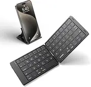 Samsers Foldable Bluetooth Keyboard, Portable Foldable Keyboard for Travel, Rechargeable Wireless Keyboard with Phone Holder for iPad, iPhone, MacBook, Android, Windows Laptop, Tablet PC -