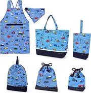 COLORFUL CANDY STYLE NT954200 6-Piece Set, Gusseted Lesson Bag with Reflector, Lunch Bag, Cup Bag, Shoe Case, Water Repellent Fabric, Gusseted Lesson Bag, Cup Bag, Shoe Case, Back Cloth Apron,