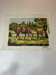 NIAS G2932 Horse And Foal Printed Needlepoint Tapestry Canvas